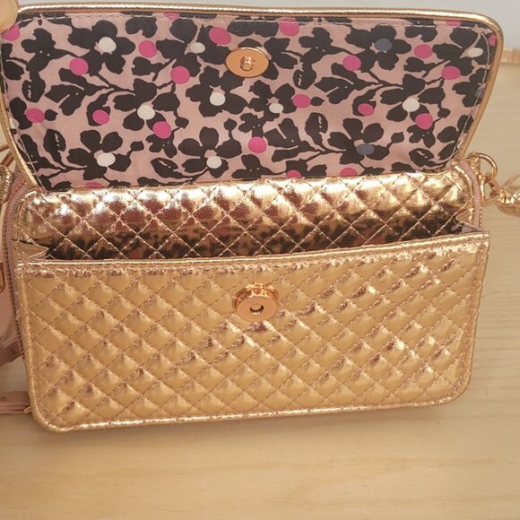 Vera Bradley RFID All in One Rose Gold Shimmer Quilted Wristlet Crossbody Bag - Picture 6 of 15